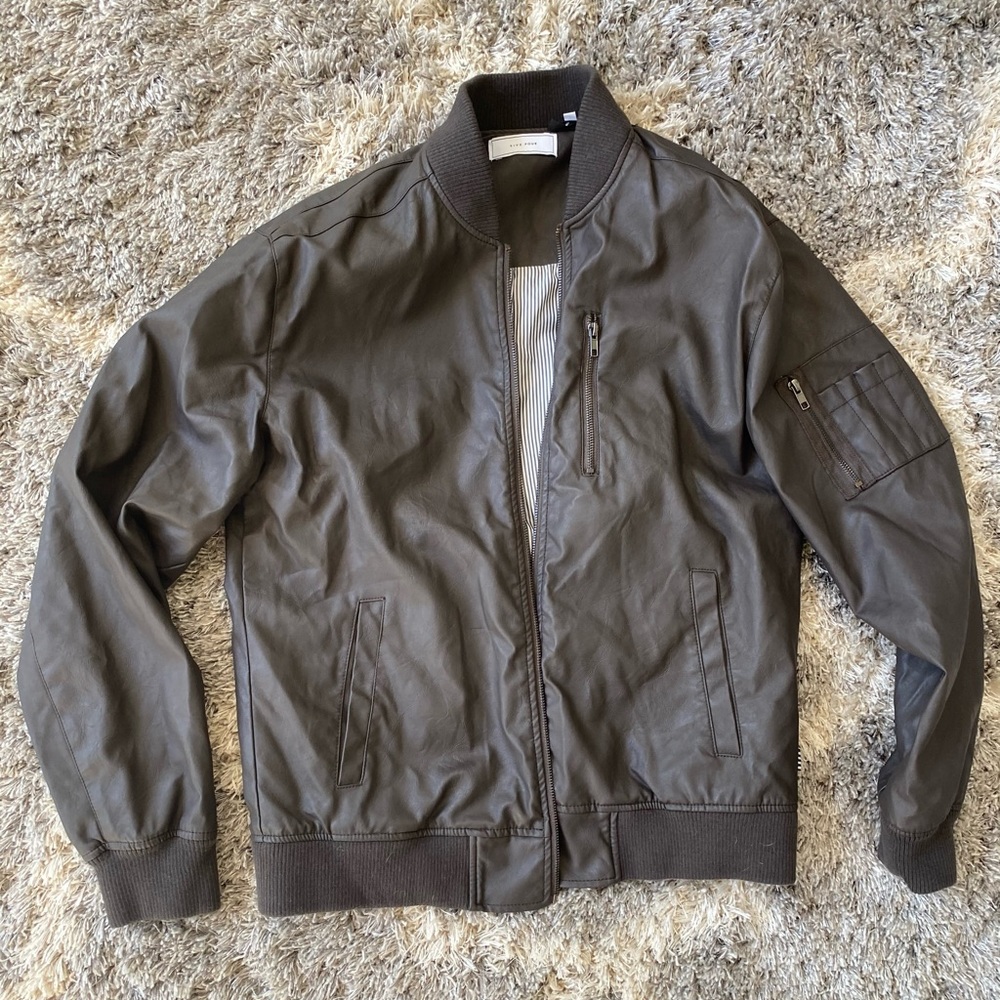 Five Four Brown Leather style Bomber Jacket